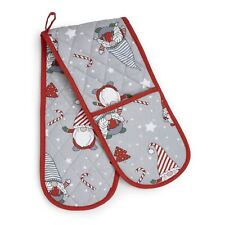 Kitchen Christmas Gnomes Cotton 18x88 cm Oven Glove Grey/ Red
