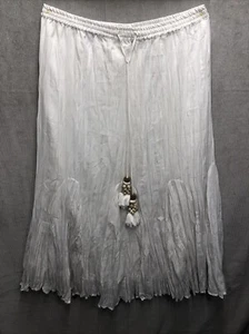Ashley Stewart Broom Skirt Size 2X White Sea Shell Tassel Boho - Picture 1 of 9