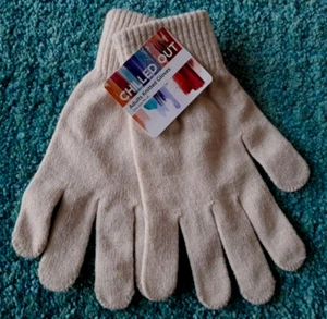 Gloves Winter Full Finger Cream NEW Soft Warm Knitted Unisex Korbond Fast Postag - Picture 1 of 3