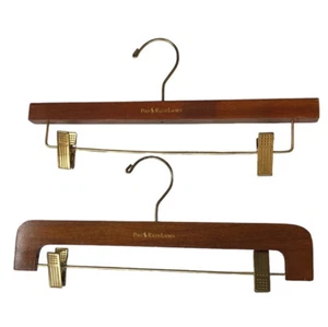 Vintage Polo Ralph Lauren Wooden Hanger Set 2 Pants Skirt Suit Wood - Picture 1 of 7