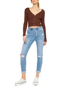 Kancan - Women's High Rise Mom Jeans - KC8580L-NV - Picture 1 of 9