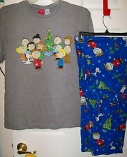 Peanuts Charlie Brown Pajama Pants Lounge PJ 2 Piece Set Mens Size Medium NWT