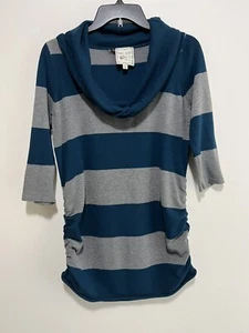 Suéter Cuello Capucha Rosa XL Gris Teal Oscuro Rayas Manga 3/4 Usado - Imagen 1 de 8