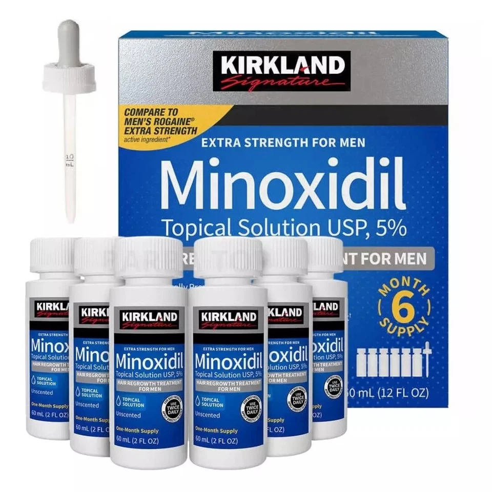 6 Months Supply Kirkland Minoxidil 5% Extra Strength Men Hair Regrowth Solution - Image 1 of 4