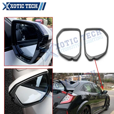 Carbon Fiber Pattern Mirror Rear View Bezel Trims For Civic Type-R 2016-2019 - Image 1 of 4