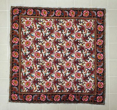 Bufanda Vintage GLENTEX 27" X 27" Cachemira Floral Rosas Hecha en JAPÓN Foto 1 de 4