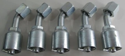 5-PK PARKER 13743-8-8 HYDRAULIC HOSE SWIVEL CRIMP FITTING FEMALE JIC 3/4 x 1/2" - Image 1 of 3