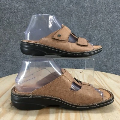 Finn Comfort Sandals Womens 37 Slide Beige Leather Hook And Loop Wedge Heels - Image 1 of 4