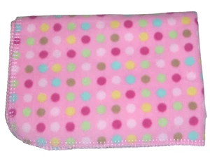 Circo Pink Polka Dot Fleece Baby Blanket Tan Green Aqua Yellow Target Lovey - Picture 1 of 2