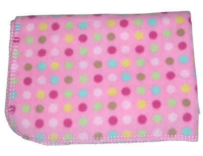 Circo Pink Polka Dot Fleece Baby Blanket Tan Green Aqua Yellow Target Lovey - Image 1 of 2