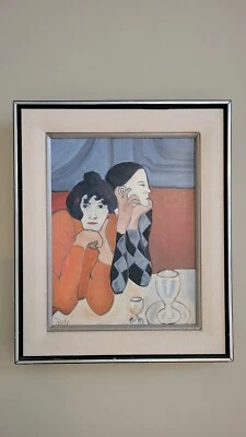 Pintura al óleo de dos acróbatas arlequín y compañero de Polly, después de Pablo Picasso Foto 1 de 4