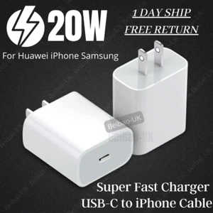 PD 20W Fast Wall Charger USB-C Power Adapter For iPhone 16 15 14 13 12 Pro Max 8 - Picture 1 of 14