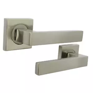 Cafri Türgriff Modern Satin Nickel Hebel Quadratisch Rose Innenverriegelung Griffe - Bild 1 von 6
