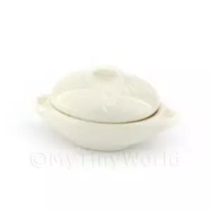 Puppenhaus Miniatur Klein Keramik Terrine / Gemüse Geschirr Und Deckel - Bild 1 von 1