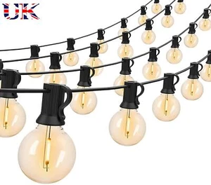 Outdoor String Lights 50-200ft Mains Powered G40 LED Bulbs Garden Festoon Lights - Picture 1 of 22