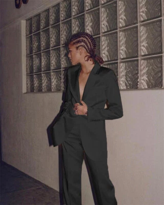 Trajes de seda satinado para mujeres damas trabajo oficina ropa boda graduación esmoquin trajes 2 piezas Foto 1 de 4