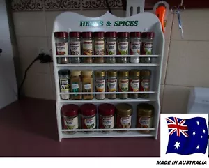 Spice Rack will hold up to 30 jars HERB & SPICE IN WHITE Made in Australia - Picture 1 of 11