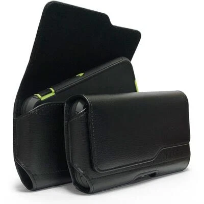 Black Leather Pouch Belt Clip Loop For Nokia G100 4G Fits with Otterbox Case ON - Image 1 of 4