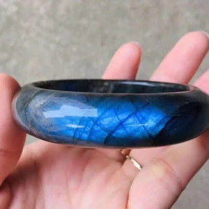 Bracciale Perline Cristallo Luce Blu Naturale Pietra Preziosa Labradorite Rettangolare AAAA - Foto 1 di 8