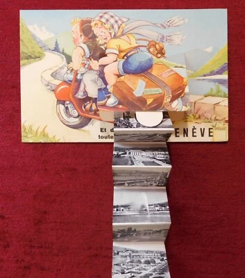 SUIZA - GINEBRA / BICICLETA - POSTAL ABIERTA MOTO  Foto 1 de 3