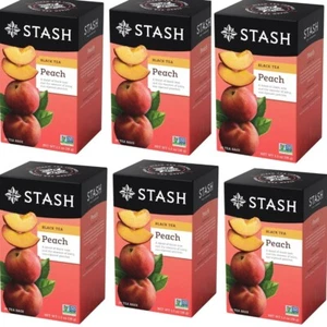 6-Pack Stash Peach Caffeinated Black Tea, 20 Tea Bags Each - Picture 1 of 13