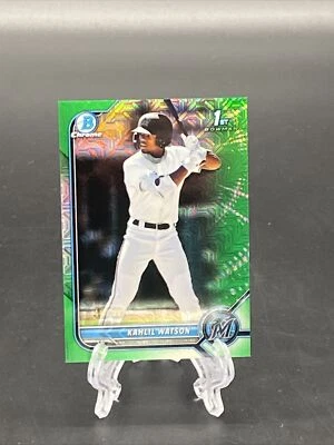 Lote 4932 Bowman Chrome Khalil Watson Green Refractor #/99 Marlins 2022 Foto 1 de 2