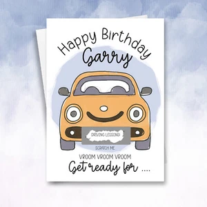 Tarjeta de cumpleaños divertida personalizada tarjeta de lección de conducción rascar sorpresa - Imagen 1 de 7