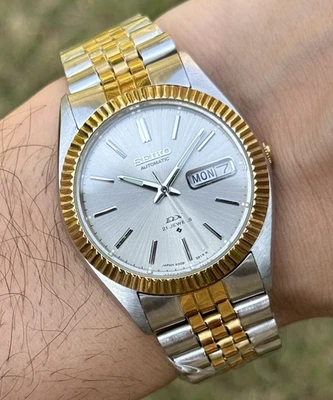 Seiko DX Automatic Men’s Watch Fluted Bezel Day Date Japan Movement Stainless - Image 1 of 4