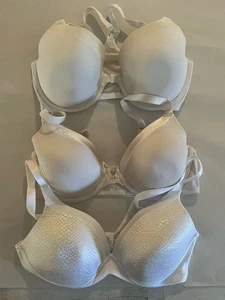 3 Bras 1 Vanity Fair 36D Bra And 2 Warners 36D Bras White And Beige - Picture 1 of 11