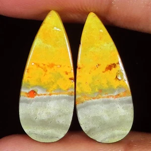 Par de piedras preciosas cabujón pera jaspe abejorro natural 17,20 quilates 10x24x3 mm A42 - Imagen 1 de 6
