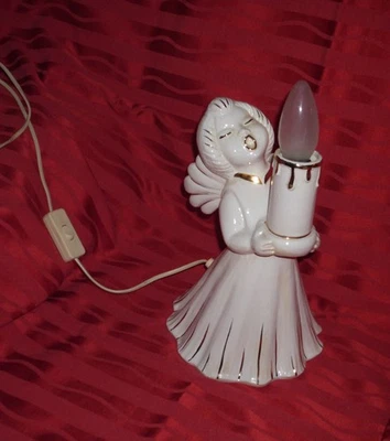 Bozener Engel Lampe Vintage elektrisch mit Schalter Tischlampe Weihnachten Gesch - Bild 1 von 4