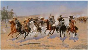 Art Giclee Printed Painting A Dash for the Timber by Frederic Remington Canvas - Picture 1 of 3