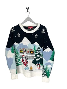 Blizzard Bay Women’s Ugly Christmas Sweater Sz M Camping Santa Camper - Picture 1 of 5