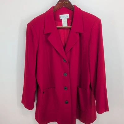 Vintage White Stag Classic Pure Wool Professional Four Button Blazer Red Size 22 - Image 1 of 4