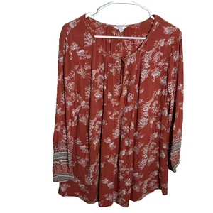 Sonoma Blouse Women's Large Floral Round Neck 3/4 Sleeve Boho Casual Top - Picture 1 of 9