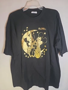 Camiseta Disney XXL Negra Dorada Mickey Minnie Mouse Luna Florida - Imagen 1 de 6