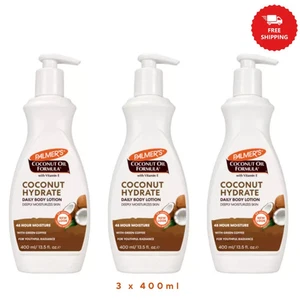 3 x 400ml PALMERS COCONUT OIL FORMULA COCONUT OIL BODY LOTION Vitamin E Dry Skin - Picture 1 of 5