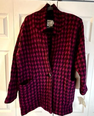 Vintage Houndstooth Fuschia & Black Mohair Jacket NWT - Image 1 of 4