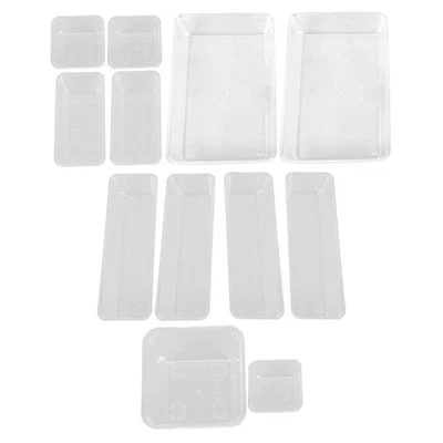  13 Pcs Plastic Drawers Stackable Storage Bins Adjustable Grid Organizer Cabinet - Image 1 of 4