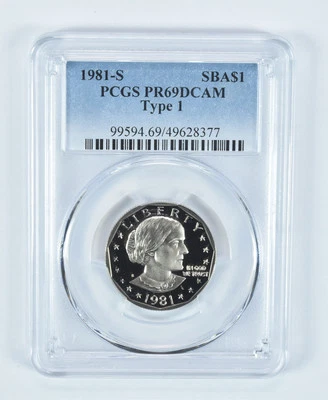 1981-S Susan B Anthony $1 Type 1 PR69 DCAM PCGS Blue Label - Image 1 of 4