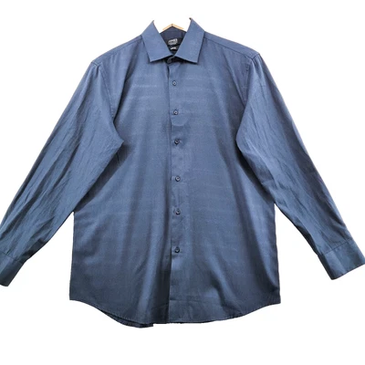 Jones New York Signature Slim Fit Men Size M Navy Blue Long Sleeve Casual Shirt - Image 1 of 4