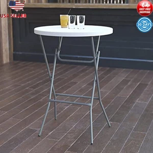 Set of 4 Round Folding Bar Height Tables Events Indoor Outdoor Portable New - Picture 1 of 5