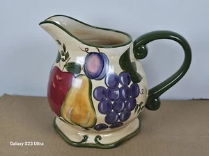 Home Trends GRANADA Autumn Fall Colors Fruit Green Trim Footed 3L Pitcher - Picture 1 of 7