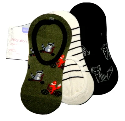 Xhilaration 3 pares de forros de calcetines sin mostrar con empuñaduras de talón mapache zorro talla única Foto 1 de 3