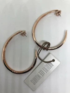 NWT~$140~ROBERT LEE MORRIS ~ SHINY ROSE GOLD TONE TEARDROP HOOP EARRINGS ~ POST - Picture 1 of 5