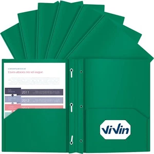 Sturdy 12-Pack Plastic Folders Folder with Pockets and Prongs 2 Pocket Poly F... - Picture 1 of 7