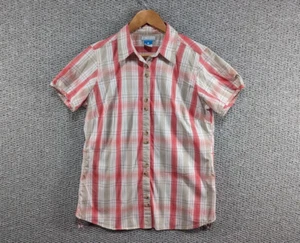 COLUMBIA Women's Retro Pink Check Plaid Outdoor Hiking Collared Button Shirt - L - Picture 1 of 12