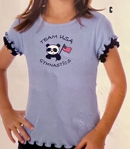 GK "TEAM USA GYMNASTICS" CHILD 4 TODDLER PANDA TEE RUFFLE SSLV COTTON TOP SZ 4T - Picture 1 of 9