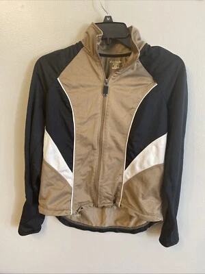 Chaqueta deportiva corta Oleg Cassini Sport talla P/S negra/marrón con cremallera Foto 1 de 2