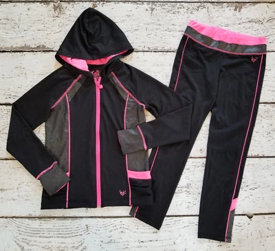 Conjunto deportivo de chándal chaqueta y pantalón rosa negro de 12 JUSTICE Girls DC-TT20 Foto 1 de 4